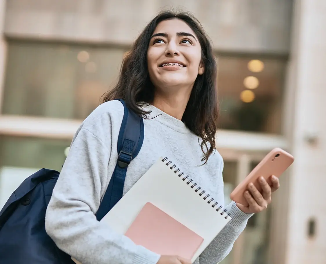 Student with phone Student with phone